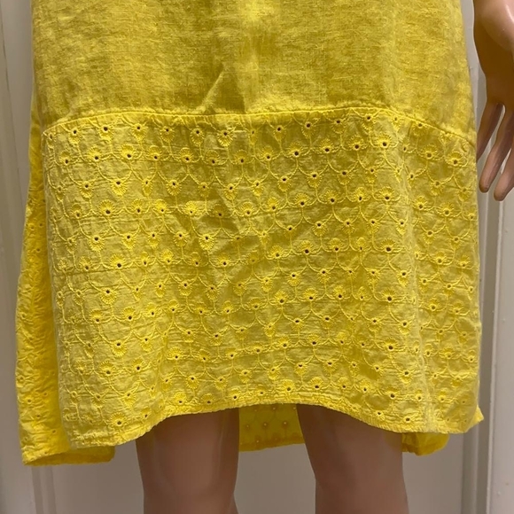 Terzo Millennio Women’s Yellow Linen Sleeveless Dress XS Made in Italy Summer Ca - Picture 3 of 9